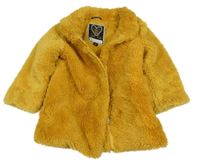 Okrový kožušinový podšitý kabát