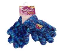 Nové - fialovo-modré chlupaté prstové rukavice 