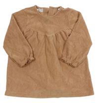 Hnedé rebrované zamatové šaty Zara