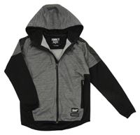 Sivo-čierna športová prepínaci mikina s logom a kapucňou Sonneti