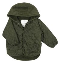 Khaki šusťáková prošívaná zateplená bunda s kapucí George