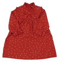 Červené bodkovaná é šaty s mašlou shein