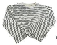 Bielo-čierne pruhované crop tričko H&M