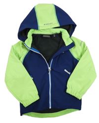 Tmavomodro-zelená neonová softshellová bunda s kapucí icepeak