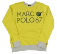 Žlutá mikina s logem a šedým lemem Marc O'Polo