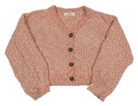 Ružovo-smotanový melírovaný žinylkový prepínaci crop sveter H&M