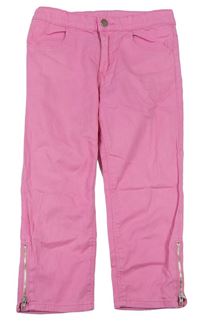 Ružové plátenné capri nohavice so zipsom H&M