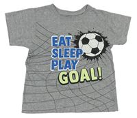 Sivé melírované tričko s futbalovým loptou