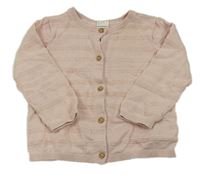 Světlerůžový pruhovaný propínací svetr H&M