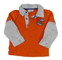 Oranžovo-modro-bílé polo triko s nápisy Topomini