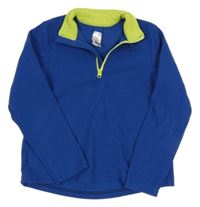 Tmavomodro-zelená fleecová funkčná mikina zn. Quechua