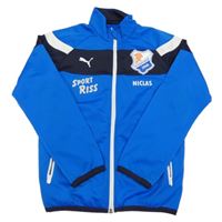 Modro-tmavomodro-biela prepínaci športová mikina s potlačou Puma