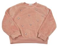 Ružová plyšová mikina s 3D kvety H&M