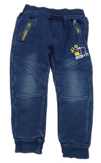 Tmnavomodré teplákové zateplené rifle s bagrem