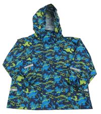 Tmavomodro-zelená šušťáková jarná bunda s diny a kapucňou Papagino