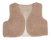 Svetloružová chlpatá podšitá crop vesta