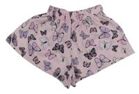 Růžové kraťasy s motýlky 