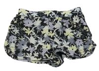 Čierno-lila-žlté kvetované športové kraťasy Energetics