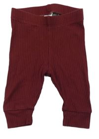 Vínové rebrované ľahké tepláky H&M