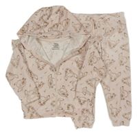 2set - Růžová plyšová propínací mikina s Bambim a kapucí + tepláky Primark