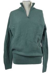 Nové - Pánsky světlepetrolejový sveter s golierikom Springfield