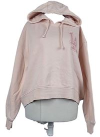 Dámska svetloružová oversized mikina s logom a kapucňou Primark