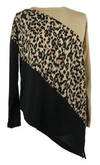 Dámská černo-béžová vzorovaná svetrová tunika New Look 