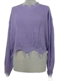 Dámský levandulový crop svetr s třásněmi Shein 