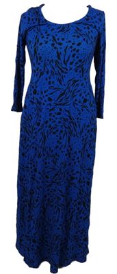 Dámské safírovo-črné vzorované dlouhé šaty Dorothy Perkins 