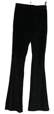 Dámské černé sametové žebrované zvonové kalhoty Shein 