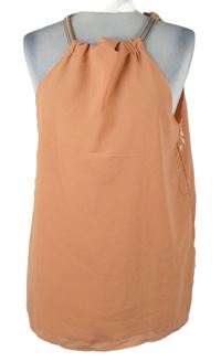 Dámský lososový top s řetízkovými ramínky Amisu 