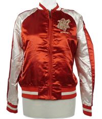 Dámská červeno-smetanová saténová lehká bunda s nápisem Superdry 