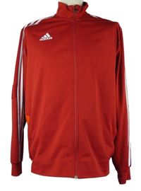 Pánská červená sportovní funkční propínací mikina s pruh Adidas 