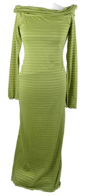 Dámské světlezelené vzorované dlouhé šaty s komínovým límcem Collusion 