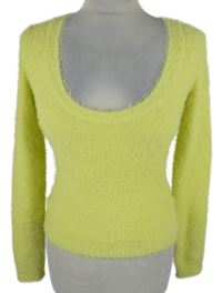 Dámský limetkový chlupatý crop svetr H&M
