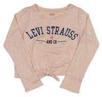 Svetloružové úpletové crop tričko s logom Levi´s