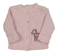 Světlerůžová zateplená propínací mikina s koníkem 