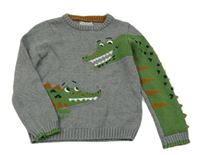 Sivý sveter s krokodílmi 