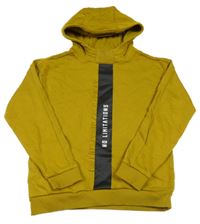 Olivovo-černá mikina s nápisem a kapucí Nutmeg