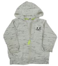 Bielo-čierna melírovaná prepínaci mikina s potlačou a kapucňou LC Waikiki