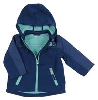 Tmavomodrá softshellová bunda s dinosaurami a kapucňou Ergee