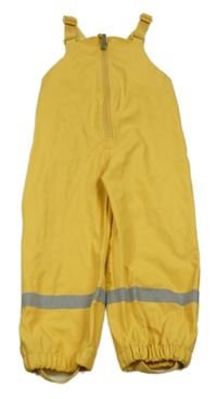 Žluté nepromokavé laclové kalhoty s proužkem Topolino