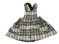 Bielo-hnedo-čierna kockovaná sukňa s trakami Zara