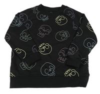 Čierna mikina s barevnými lebkami Primark