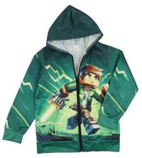 Zeleno-barevná propínací Minecraft s kapucí 