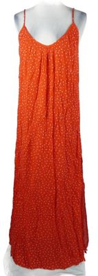 Nové - Dámské červené dlouhé šaty s puntíky s rozparky New Look