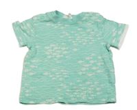 Mentolovo-biele tričko s rybičkami