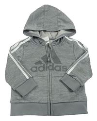 Sivá melírovaná športová prepínaci mikina s kapucňou Adidas
