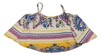 Bielo-farebný vzorovaný voľné ý crop top zn. Shein