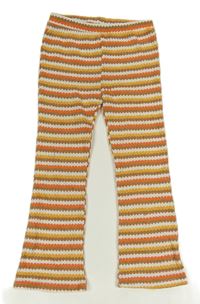 Bílo-hnědo-oranžové pruhované pletené flare kalhoty Matalan